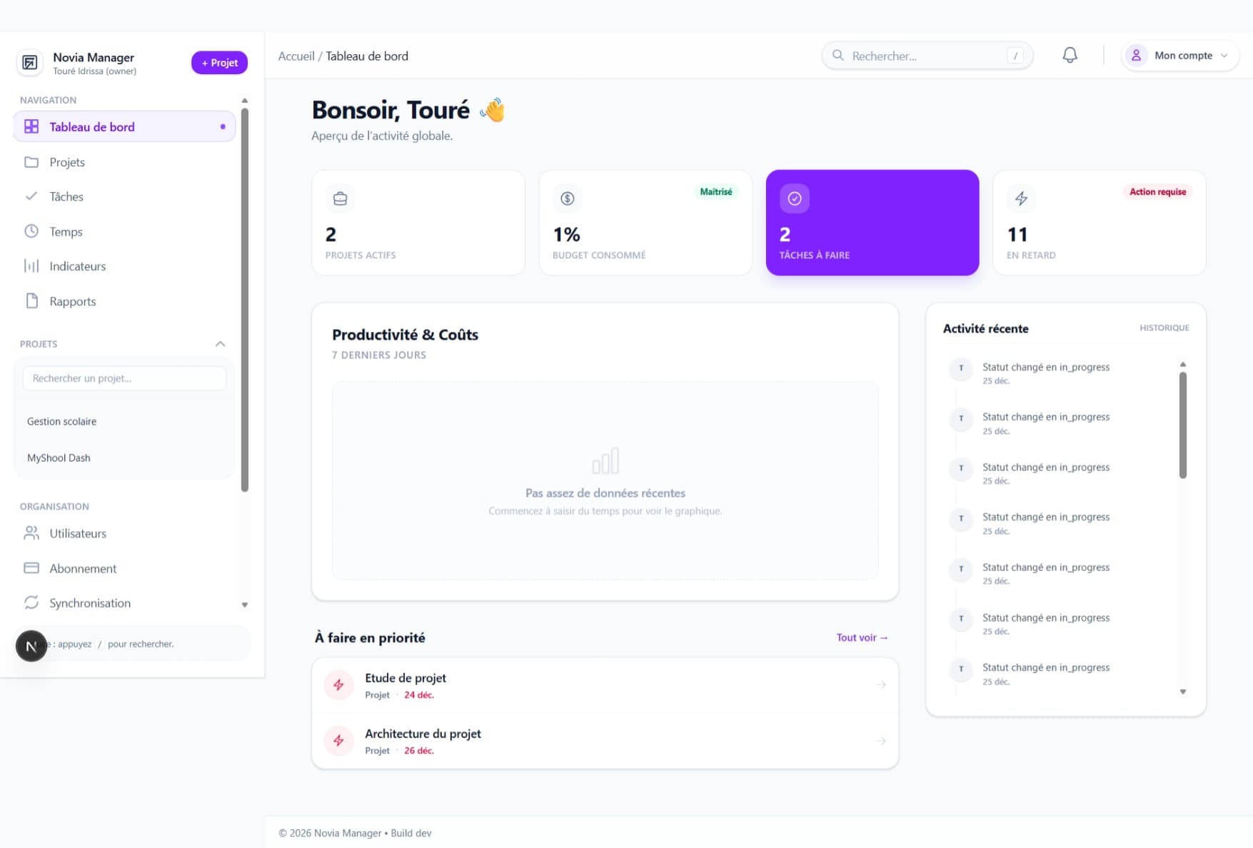 Interface Novia Manager